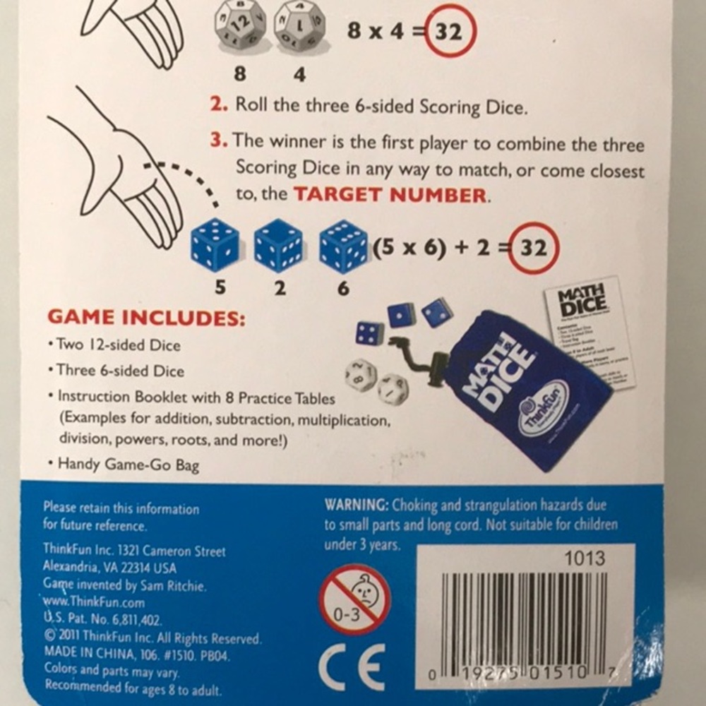 NEW Thinkfun Math dice brain game. - Picture 6 of 6